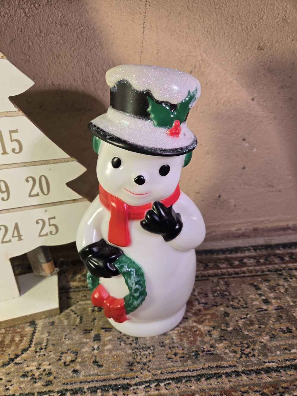 Snowman Blow Mold 11” Table Top Light Up Battery Operated